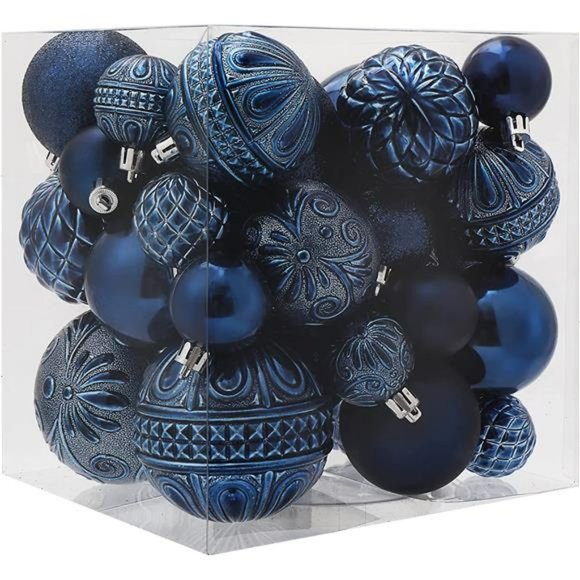36pcs Navy Blue Christmas Tree Decorations Set, 6 Styles (Small Medium Large) - Picture 1 of 7